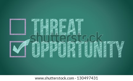 opportunity vs threat illustration design on a blackboard