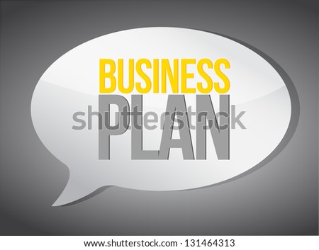 Business plan speech bubble illustration design over a grey background