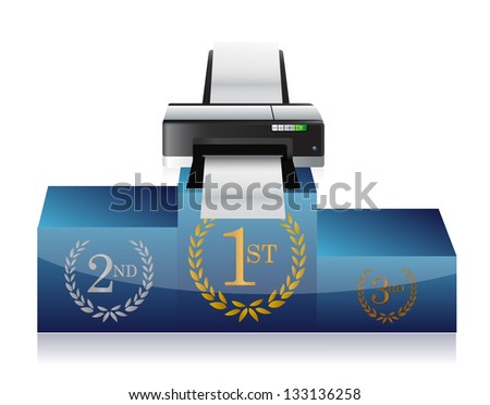 printer winners podium illustration design over a white background