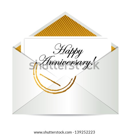 Happy Anniversary gold mail letter illustration design over white