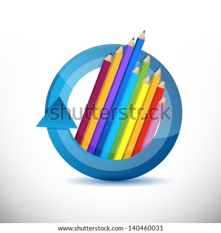 color pencils education concept illustration design over white