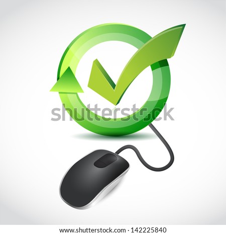Computer mouse and survey illustration design over white