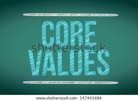 core values message written on a chalkboard. illustration design
