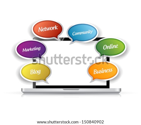 laptop and app message tools illustration design over a white background