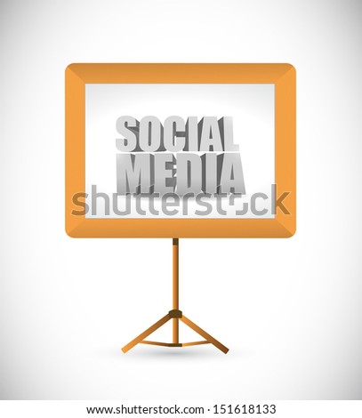 social media sign on a white board. illustration design