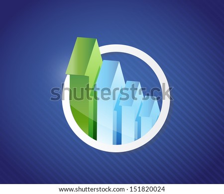 arrow circular graph illustration design over a blue background