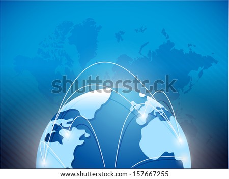 globe world network illustration design over a blue background