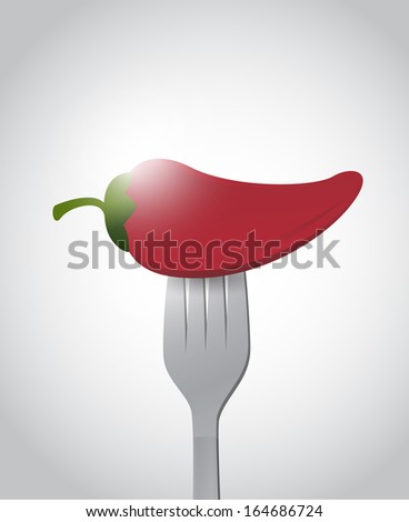 fork and hot red pepper illustration design over white