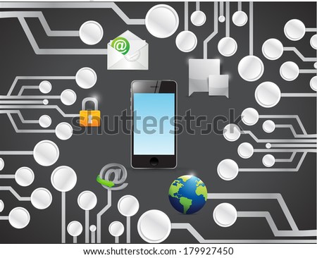 phone technology network connection circuit board illustration design background