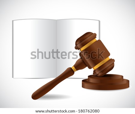 open book and a law hammer illustration design over a white background