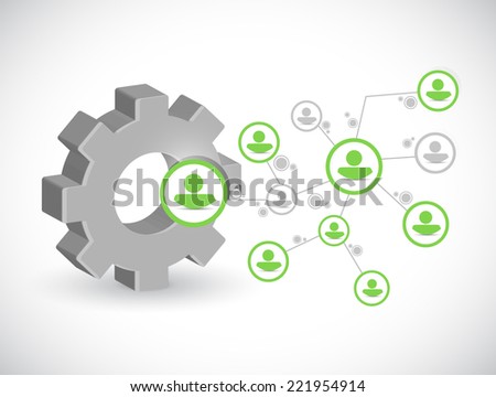 gear network connection illustration design over a white background