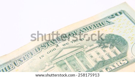 Twenty Dollar Bill isolated over white background