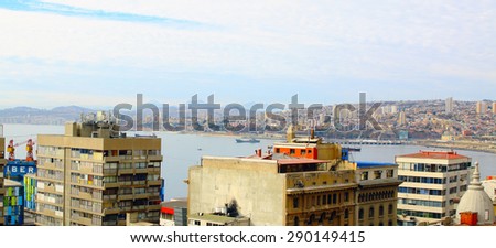 Panorama of Valparaiso - Chile, Latin America. colorful houses