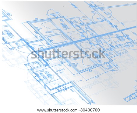 Sample of architectural blueprints over a light gray background / Blueprint