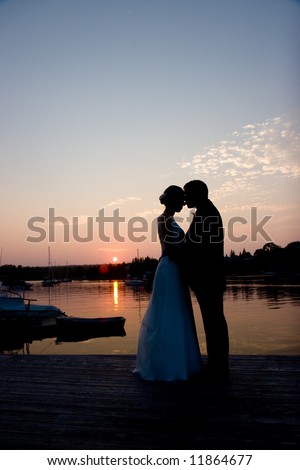 stock photo Silhouette Wedding Couple