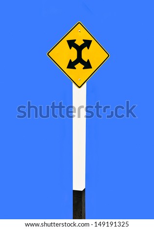 Guide post turn left and turn right isolated on blue background
