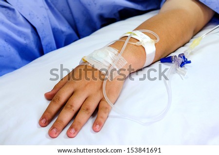 IV solution in patient hand