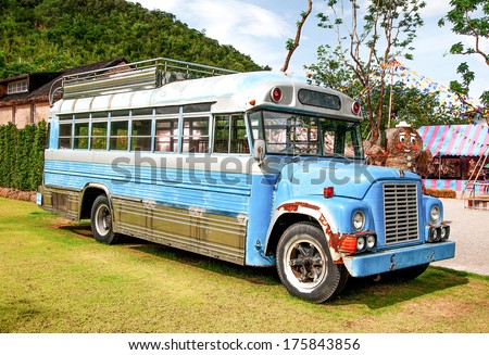 Saraburi, Thailand - JUNE 23: Old school bus. In Thailand, school bus provide an estimated 10 billion student trips every year. June 23, 2012 in Saraburi province, Thailand