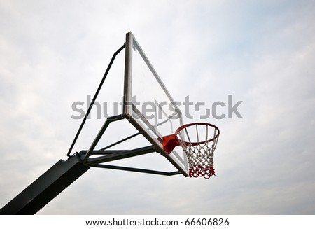 The Basketball court on cloudy background