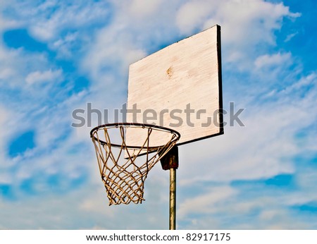 The Basketball court on blue sky background