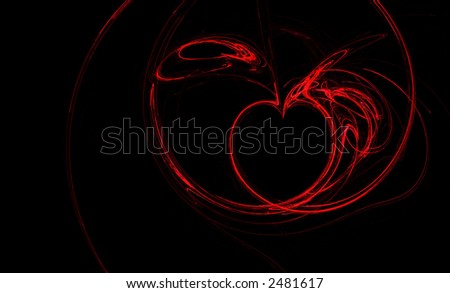 A fractal of an abstract heart just in time for Valentine\'s Day.