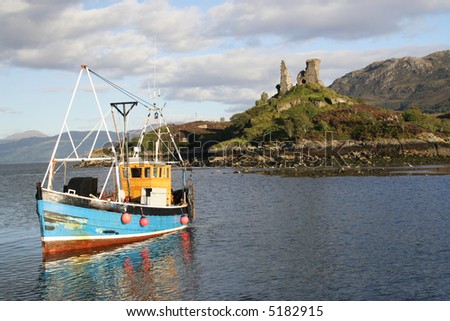 A fishing boat returning to harbour after a successful day.
