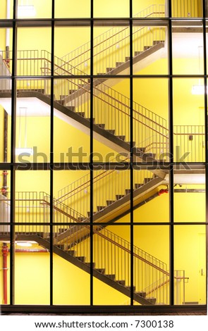 A brightly lit stairwell creates an interesting pattern.