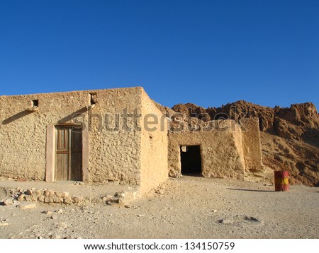 Old houses in Sahara desert in Tunisia, Africa