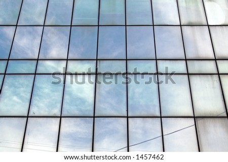 Pattern in the glass of business building