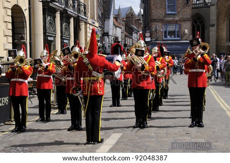 YORK, UK - JUNE 02. Military brass band celebrate the Queens coronation. On June 02, 2011 in York