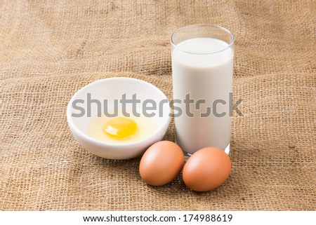 Soybean milk one glass and egg yolk