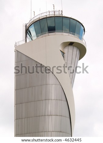 Air traffic control tower isolated on white background