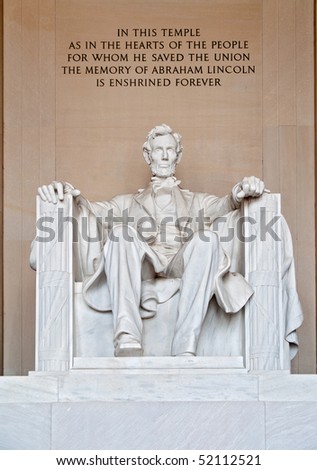 stock photo : Statue of Abraham Lincoln at the Lincoln Memorial Washington 