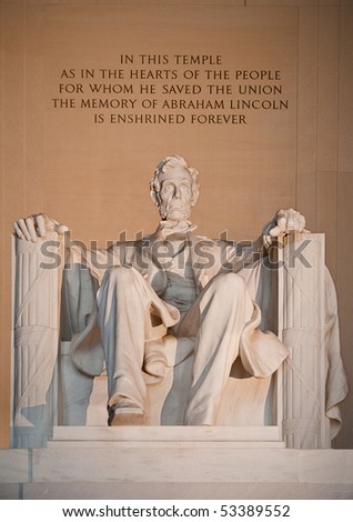 Statue of Abraham Lincoln at the Lincoln Memorial Washington DC USA