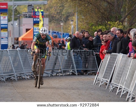 IGORRE, SPAIN - DECEMBER 4: Sven Nys ended second after a flat tire during the fourth round of the 2011-2012 Cyclo-cross World Cup on December 4, 2011 in Igorre, Spain