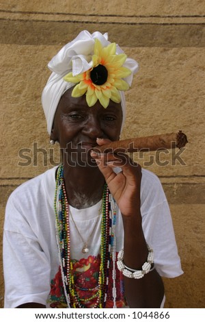 old woman smoking a cigar
