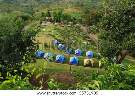 Tents in camping site at the mountain .