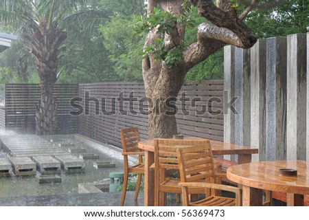 External Restaurant in Rain.