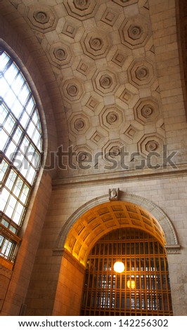 TORONTO, April 14: Union Station, iconic historic building in Beaux-Art style, has been the biggest and busiest railway terminal in Canada since 1920s, taken on April 14, 2013 in Toronto, Canada