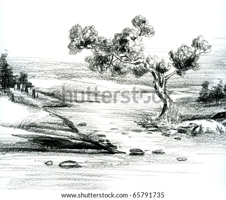 Hand sketch of natural scenery.