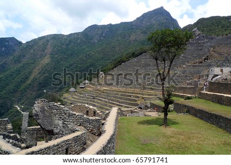 The ruins of Machu Picchu towards Sun Gate