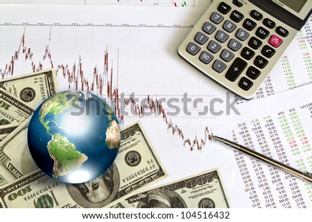 Dollar and business graph with earth (Elements of this image furnished by NASA)