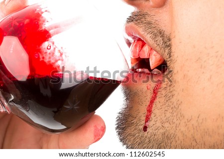 Halloween Vampire drink blood on white background
