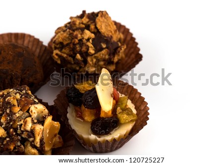 Chocolate cupcake isolated on white background