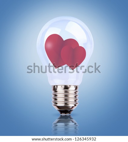 Two heart in light bulb
