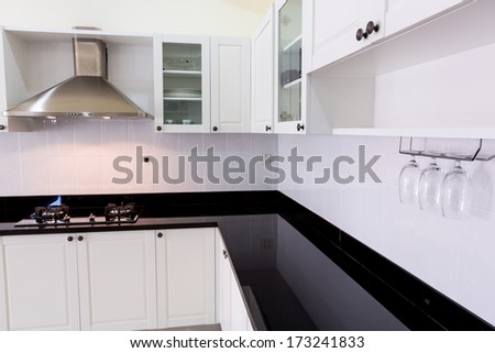Modern white clean kitchen interior
