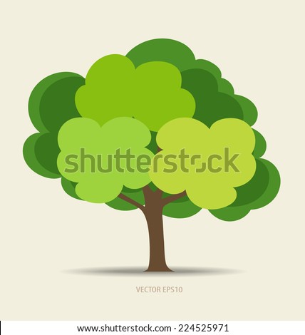 Abstract green tree, vector illustration.