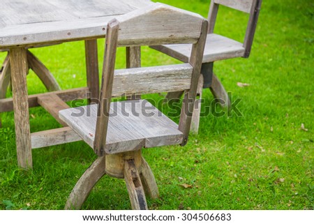 Picnic area with wooden table