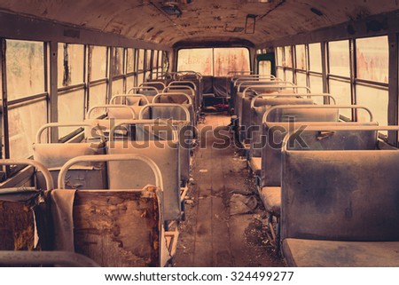 Old bus interior ( Filtered image processed vintage effect. )