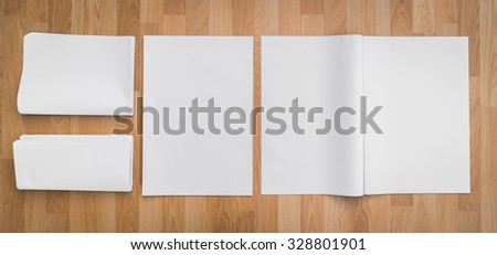 Blank Newspaper with empty space mock up on wood background